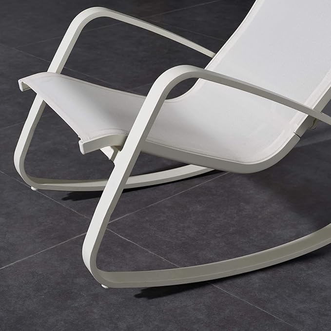 Modway Traveler Outdoor Patio Aluminum Mesh Rocking Sling Lawn Chair Glider in White White