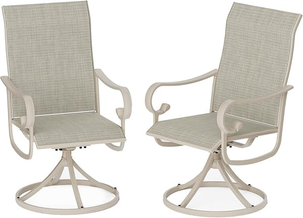 Patio Swivel Chairs Set of 2, Outdoor Dining Chairs with High Back - Photo 1