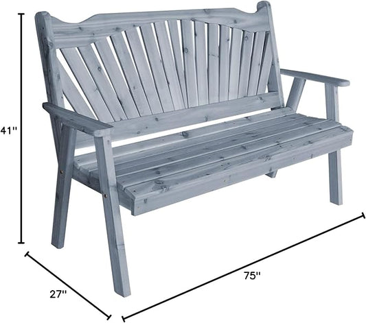 Furniture Barn USA Pine 6' Fanback Garden Bench, Gray Stain