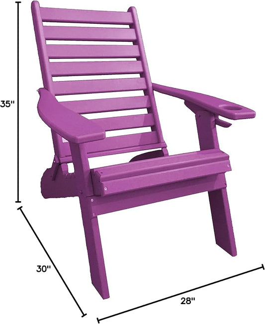 Furniture Barn USA Farmhouse Collection Poly Ladderback Folding Adirondack Chair, Bright Purple