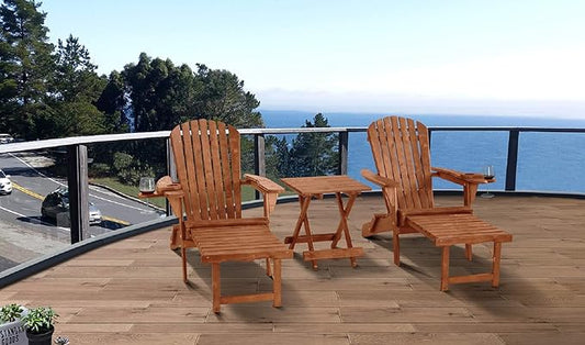 W Home SW2005WN Built-in Ottoman Adirondack Chair, Walnut