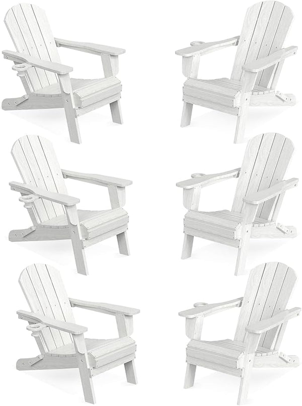 LOUNZY Folding Adirondack Chair Set of 6, HDPE All-Weather Folding Adirondack Chair with Cup Holders - Photo 1
