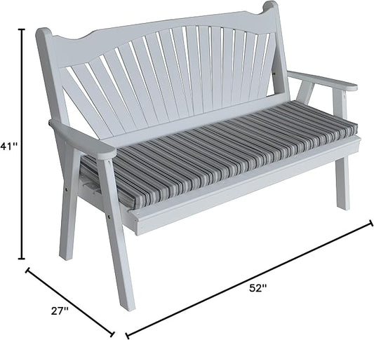 Furniture Barn USA Pine 4' Fanback Garden Bench, White