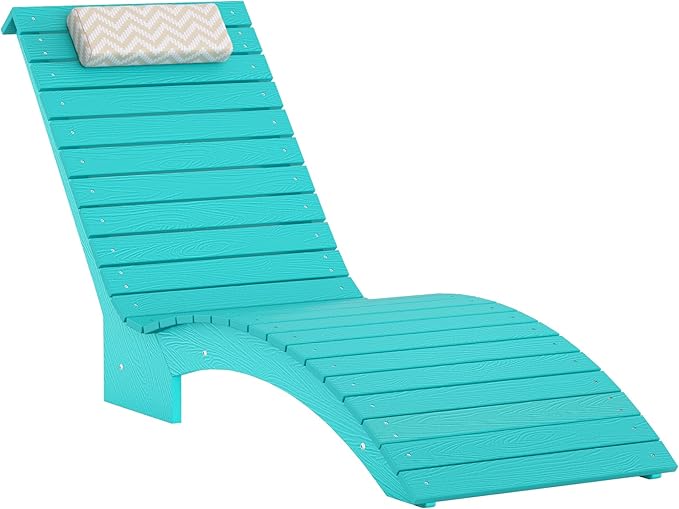 Pool Lounge Chairs Outdoor Set of 2,HDPS Long Pool Chairs for in Pools, Weighted All Weather Tanning Chair with Headrest,Chaise Lounge for Outside Beach Patio Sun Bathing Hotel, Aruba Blue