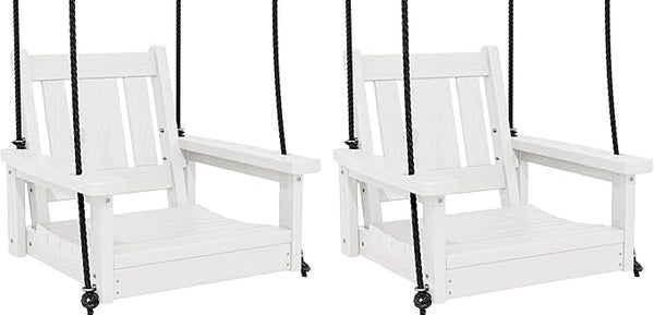 SERWALL HDPE Single Porch Swing Set of 2, Heavy Duty Single Person Swing Chair with 2 Polypropylene Hanging Ropes - Photo 1