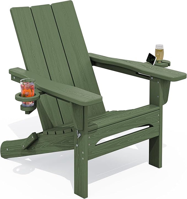 SERWALL Modern Adirondack Chair, Folding Adirondack Chair with Dual Cup Holders - Photo 1