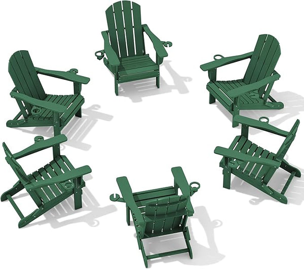 SERWALL Adirondack Chair with Cup Holders - Composite Adirondack Chairs Set of 6 HDPE Outdoor Chairs All Weather Use - Photo 1