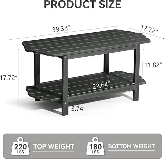 Adirondack Outdoor Patio Table-2 Tier Outside Table Irregular Grey Coffee Table for Garden Indoor Sun Room