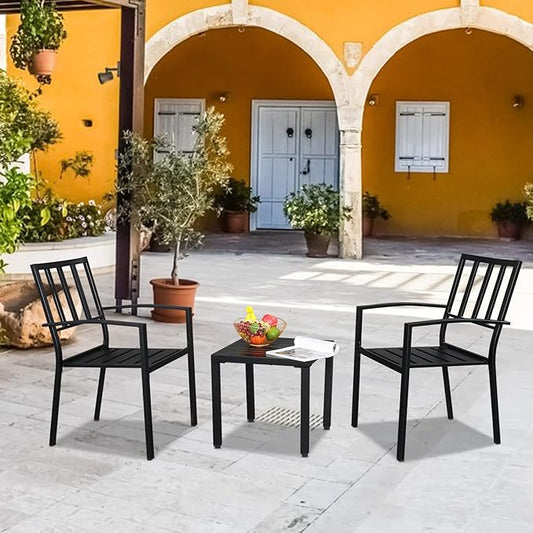 Outvita Metal Square Side Table, Indoor Outdoor Small Patio End Table, Portable Coffee Bistro Table for Deck Porch Yard Garden Balcony Bedside Black