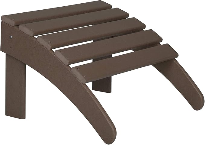 WO Home Furniture Adirondack Chair Outdoor Ottoman Set of 2 PCS Classic Patio Furniture (Dark Brown)
