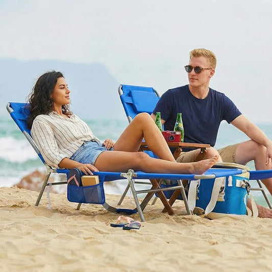 daystar SunnyFeel Beach Lounge Chair, Backpack Reclining Beach Chairs Lay Flat, Face Down Tanning Chair, Folding Camping Chairs Portable Camp Cot with Backpack Straps for Outdoor/Picnic/Lawn