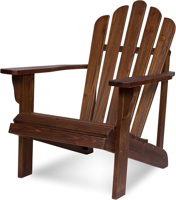 Shine Company Westport Wooden Adirondack Chair, Outdoor Patio Firepit Chairs, Back & Seat Pre-Assembled, Oak - Photo 1