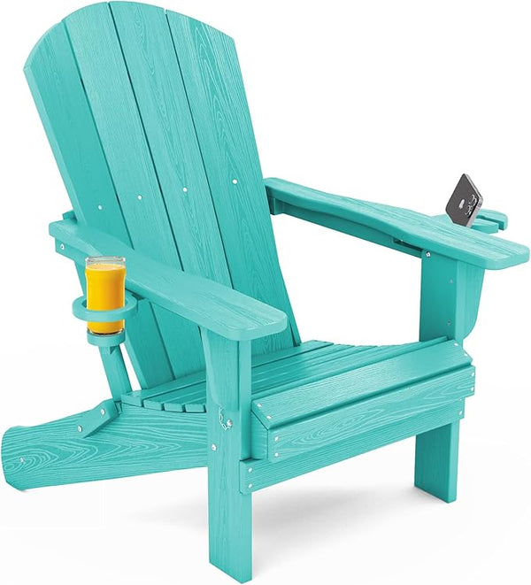 SERWALL Adirondack Chair with Cup Holders - Composite Adirondack Chairs HDPE Outdoor Chairs All Weather Use- Aruba - Photo 1