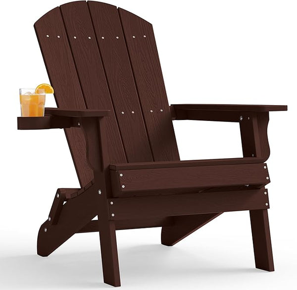 YEFU Adirondack Chair, Oversized Plastic Adirondack Chair Folding Outdoor Chairs with cup holder - Photo 1