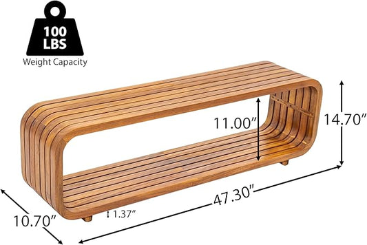 Christopher Knight Home Bruno Durable Acacia Wood Outdoor Coffee Table with Hollowed-Out Design, Slatted Patio Side Table, Versatile Patio Outdoor Furniture, No Assembly Needed, Teak