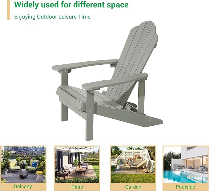 Adirondack Chairs, Plastic Adirondack Chair, All-Weather Resistant Adirondack Chairs, Widely Used in Outdoor, Fire Pit, Deck, Outside, Garden