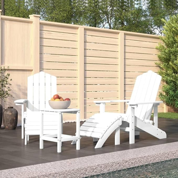 White HDPE Standard Detachable Adirondack Chair Set 4-Piece with Table and Footstools for Patio Garden Terrace Outdoor - Photo 1