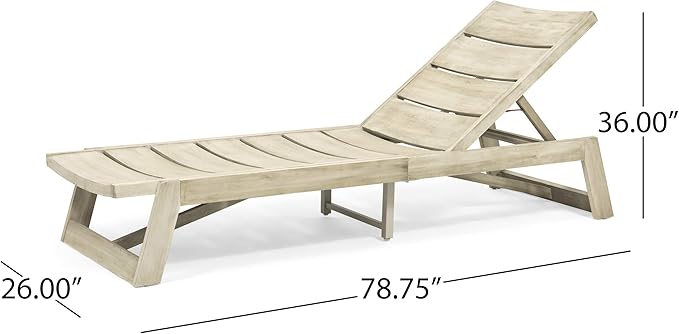 Great Deal Furniture GDFStudio Outdoor Acacia Wood Chaise 2 Piece Lounge