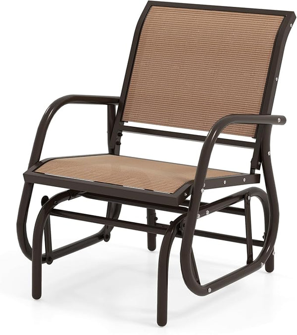 Tangkula Swing Glider Chair, Ergonomic Rocking Chair with Comfortable Fabric, Iron Frame, 4 Non-Slip Foot Pads - Photo 1