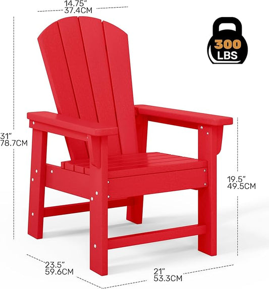 Costaelm Kids Lawn Chair, Toddler Outdoor Chair Kids Patio Furniture and Outdoor Children Picnic Activity Modern Adirondack Chairs for Garden, Patio, Backyard & Beach, Red