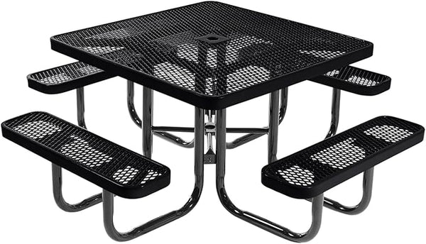 COATEDOUTDOORFURNITURE Heavy-Duty Portable Outdoor Picnic Table with Umbrella Hole - Photo 1