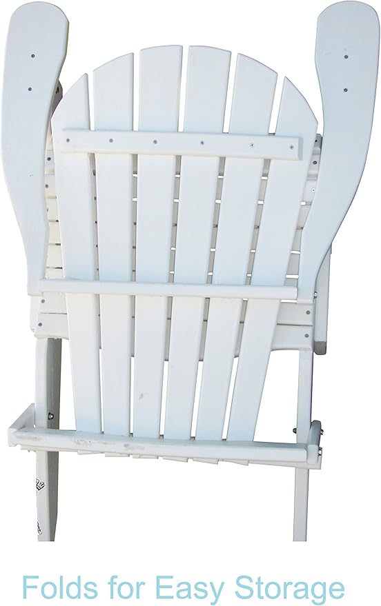 Phat Tommy Foldable Adirondack Chair - Poly Adirondack Chair Folding - HDPE, Heavy Duty, Recycled Plastic - All Weather Outdoor Furniture for Your Deck, Front Porch, or Patio, White