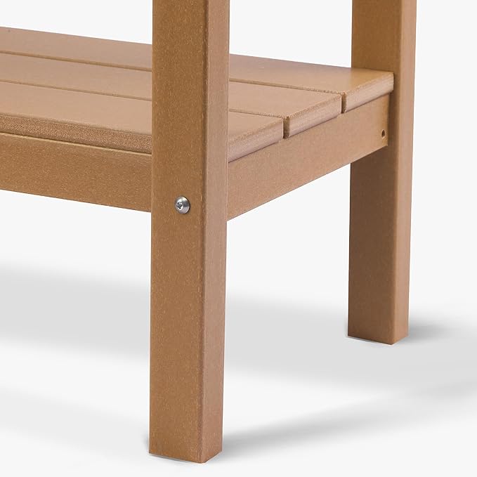 WestinTrends Malibu 55" Outdoor Patio HDPE Adirondack 2-Tier Shelf Console Table, Teak