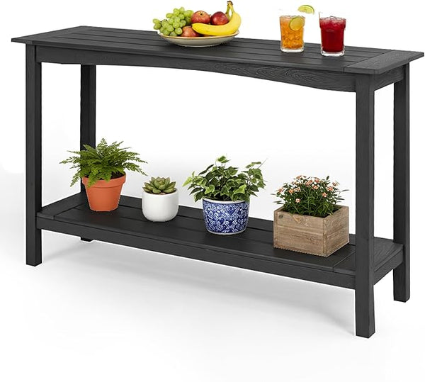 Outdoor Console Table, All-Weather 2-Tier Patio Console Table, Outside Plant Stand Table, Low Maintenance - Photo 1