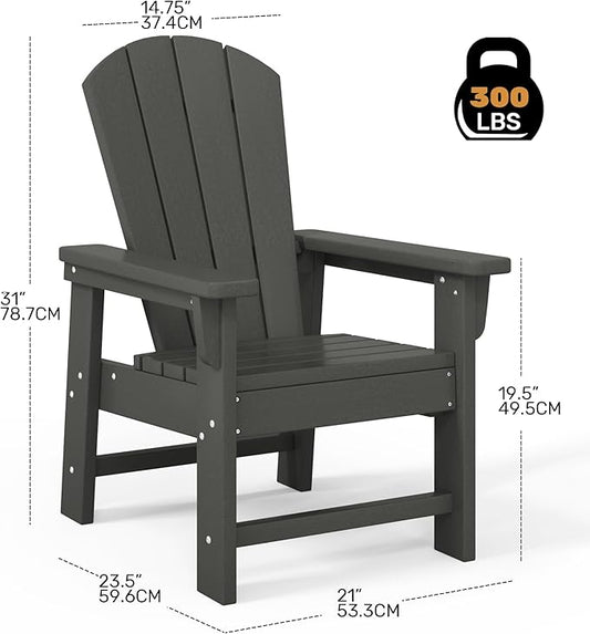 Costaelm Kids Lawn Chair, Toddler Outdoor Chair Kids Patio Furniture and Outdoor Children Picnic Activity Modern Adirondack Chairs for Garden, Patio, Backyard & Beach, Gray
