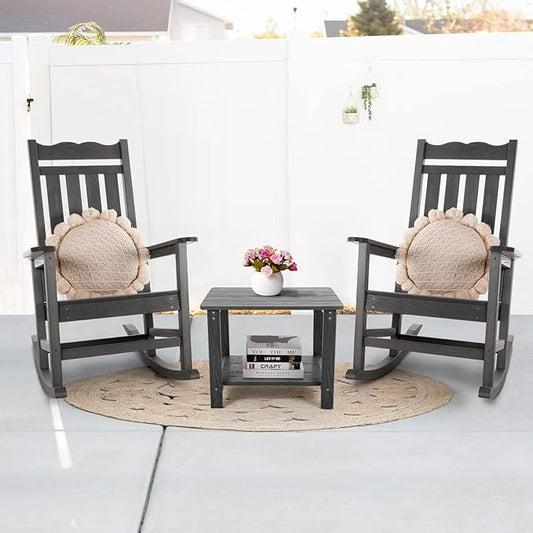 Stoog Outdoor & Indoor Rocking Chair, All-Weather Porch Rocker with 400 lbs Weight Capacity, Front Porch Rocking Chairs, for Backyard, Lawn, Fire Pit, Patio and Garden, Grey