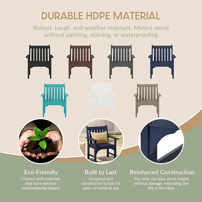 WestinTrends Malibu Outdoor Patio HDPE Adirondack Dining Arm Chair, Navy Blue