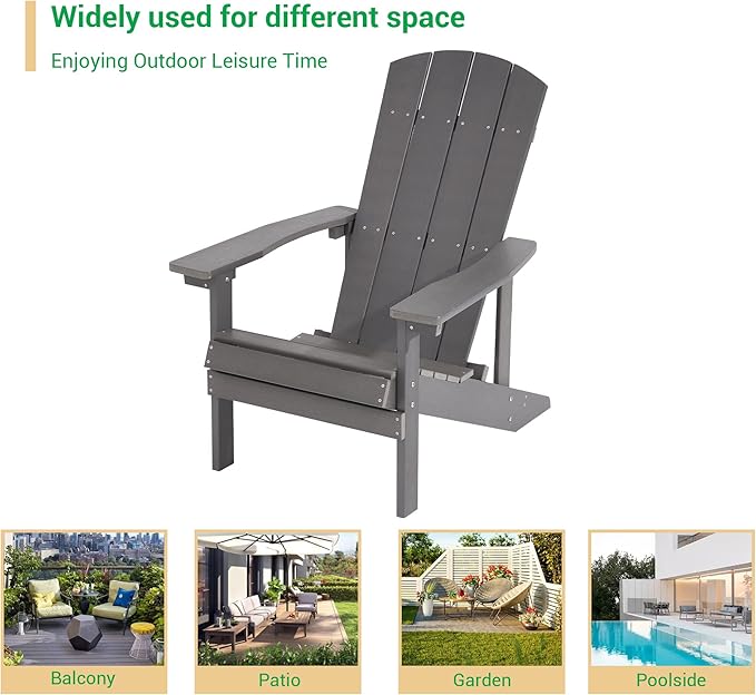 Adirondack Chairs, Plastic Adirondack Chair, All-Weather Resistant Adirondack Chairs, Widely Used in Outdoor, Fire Pit, Deck, Outside, Garden