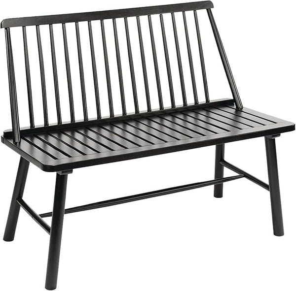 Jack Post 4 Feet Durable Hardwood Farmhouse Bench for Patio, Black (Open Box)