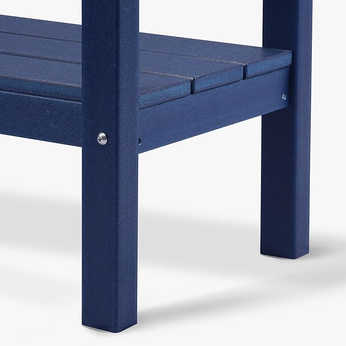 WestinTrends Malibu 55" Outdoor Patio HDPE Adirondack 2-Tier Shelf Console Table, Navy Blue
