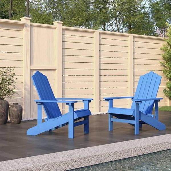 Aqua Blue HDPE Adirondack Chair Set of 2, Weather-Resistant Outdoor Seating with Wide Armrests for Patio Garden Balcony - Photo 1