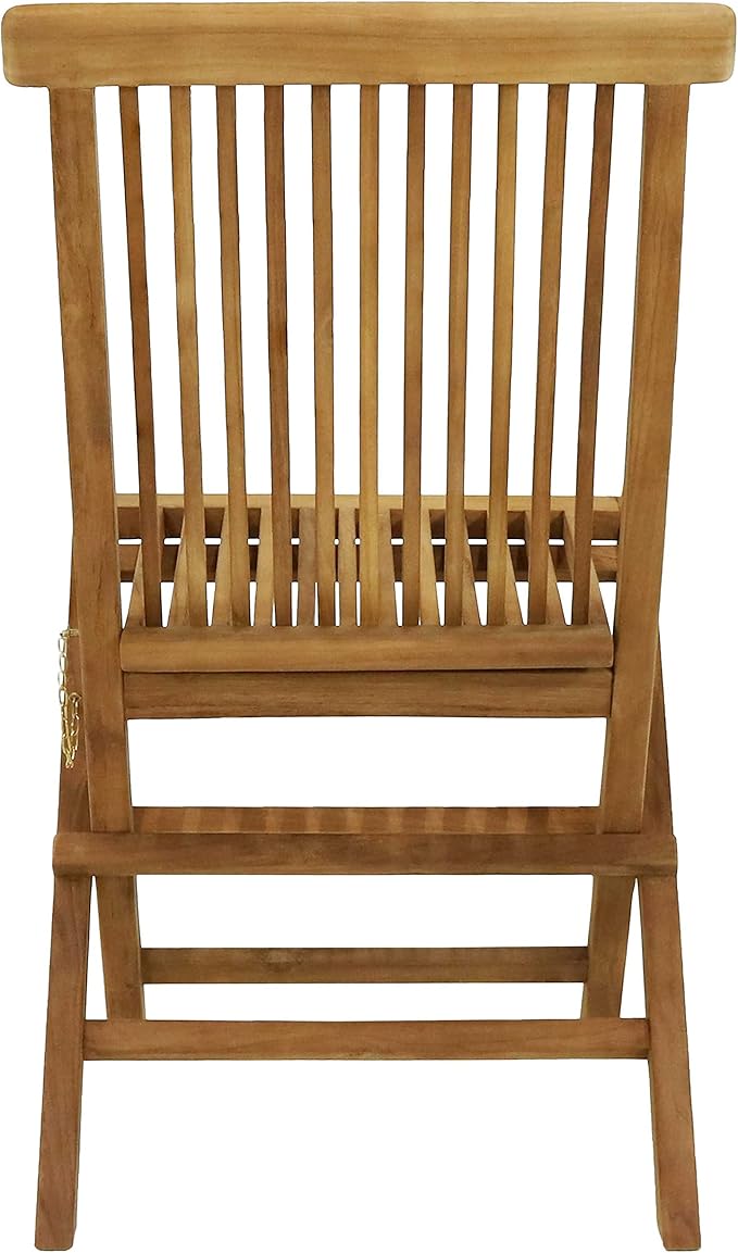 Sunnydaze Hyannis Solid Teak Wood Folding Chairs - Outdoor Wooden Patio Chairs - Foldable - Light Wood Stain Finished - Set of 2
