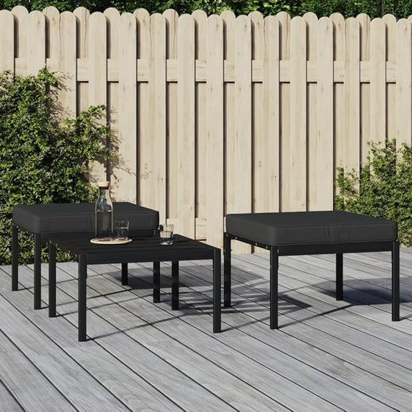 Patio Footstools with Gray Cushions 2 pcs 23.6"x23.6"x13.8" Steel Outdoor Chairs Furniture Balcony Furniture Suitable - Photo 1
