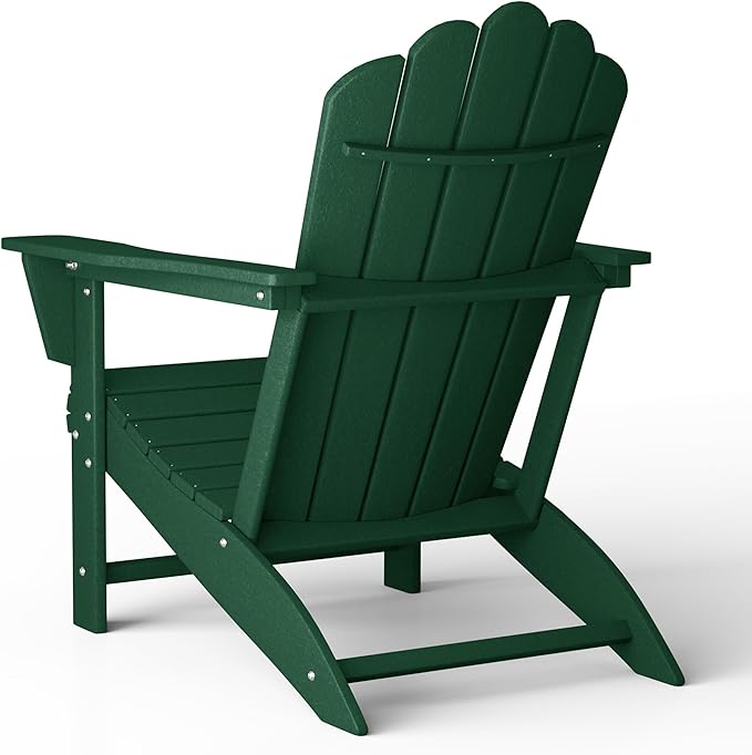 Costaelm Lakeview Outdoor Patio HDPE Adirondack Chair with Cup Holder, Dark Green