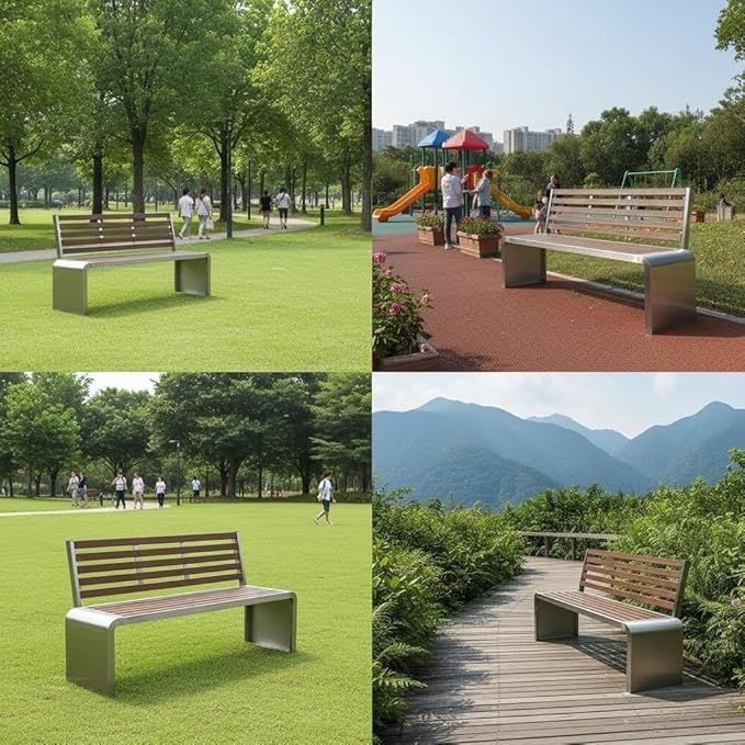 3 Seater Outdoor Metal Garden Bench with Back, Weight Capacity 1210 Lbs, Suitable for Patios, Gardens, Courtyards, Parks(100x80x40cm/39x31x16in)