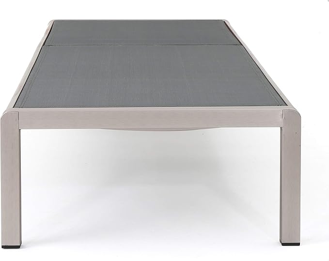 Christopher Knight Home Cape Coral Outdoor Mesh Chaise Lounges, 2-Pcs Set, Dark Grey / Silver