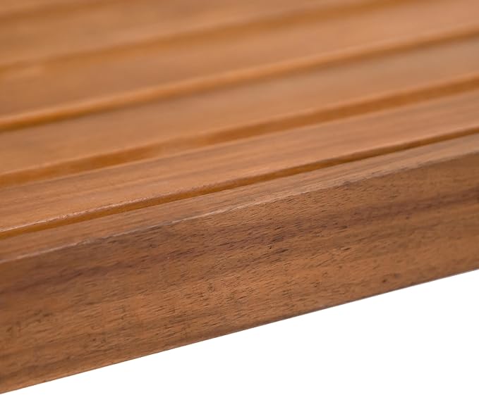 Greemotion Borkum 4-Feet Eucalyptus Solid Wood Outdoor Bench, Garden Chair for Patio Backyard Porch, Natural