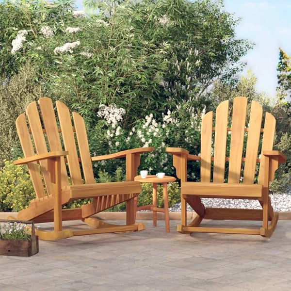 Natural Teak Garden Adirondack Rocking Chair Set of 2 - Photo 1
