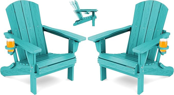 SERWALL Folding Adirondack Chair Set of 2, Adjustable Adirondack Chair with 3 Recline Positions - Photo 1