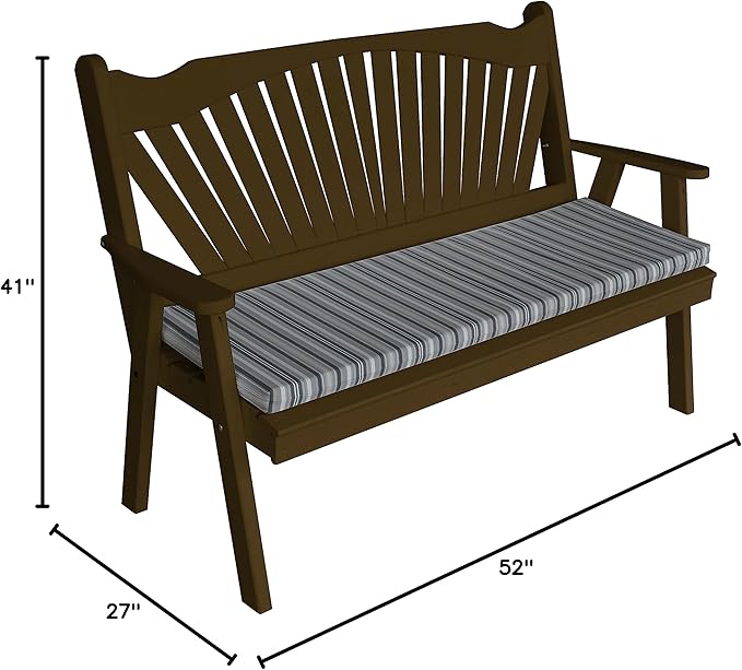 Furniture Barn USA Pine 4' Fanback Garden Bench, Coffee