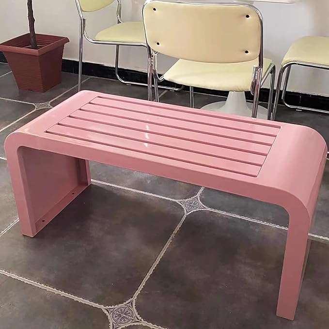 Stainless Steel Outdoor Bench,Backless Garden Patio Porch Outdoor Benches,Weatherproof Metal Bench Seat Outside(39.3x15.8x17.8 inch, Blue)