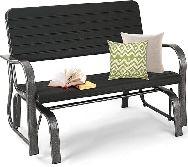 Tangkula Outdoor Glider Bench, Porch Glider Loveseat Swing Bench with w/Steel Frame, 2-Seat Rocking Chair for Porch - Photo 1