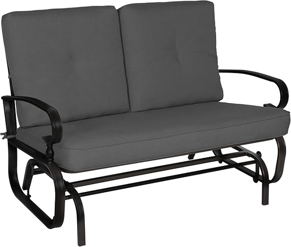 Crownland Outdoor Patio Textilene Glider Chair, Rocking Glider Bench for 2 Person, Porch Loveseat Seating with Cushion - Photo 1