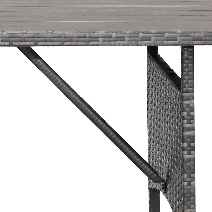 U-MAX Wicker Outdoor Dining Table, 54” Metal Frame Table for Patio Furniture or Indoor (Grey)