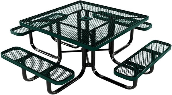 COATEDOUTDOORFURNITURE Heavy-Duty Portable Outdoor Kids Table with Umbrella Hole, Expanded Metal Kids Picnic Table - Photo 1