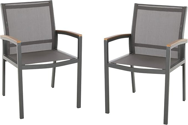 Christopher Knight Home Emma Outdoor Mesh and Aluminum Frame Dining Chair (Set of 2), Gray - Photo 1